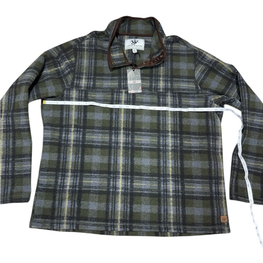 John Wayne Wooly Fleece Pullover Jacket Men XL Western Style Plaid Snap NWT - Picture 3 of 7